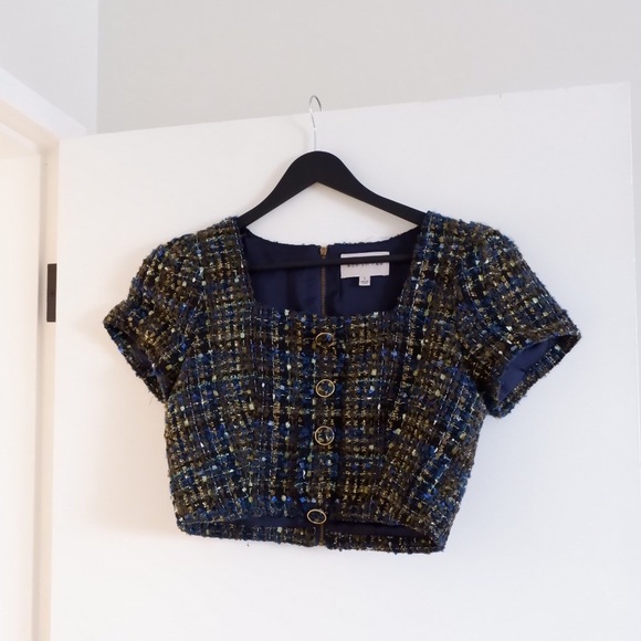 SOLD- ADELYN RAE Lauren Tweed Crop Top - Picture 4 of 8